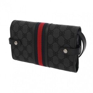 Balenciaga Wallet GUCCI Canvas Leather Sherry  Shoulder Black Bag Line